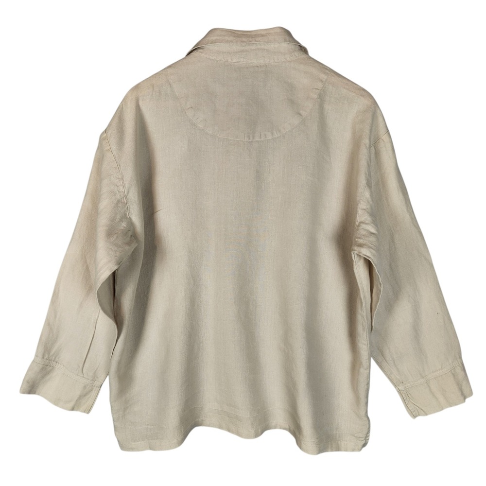 Parachute Linen Shirt Women's Medium Beige Button Down Relaxed Fit Minimalist - Picture 2 of 7